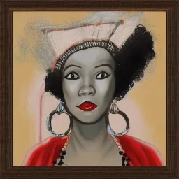 framed Portrait of Nina Dominic, also known as Tammy Gun, is a wise woman and member of the Celestial Order of Hathor in the 1920s nina is beautiful and powerful in Neo-Expressionism art movement style