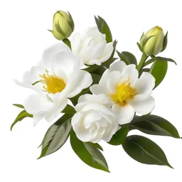 Camilla buds, Camilia flowers, gentle flower bunch, white background, 2d