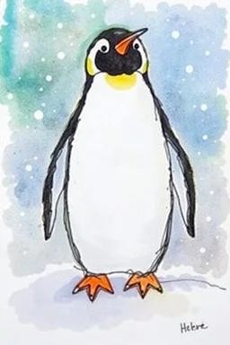 SKETCH WATERCOLOR PASTEL COLOURS - “The Penguin Who Hoped for Snow”