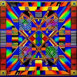 Kente scene, thread, surreal, flying Rubik's cube, african pattern symbols, engraved, 8k quality, hyper realistic, unreal engine 5