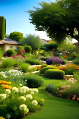 Generate an image that encapsulates the essence of gardening and landscaping services tailored to the Pakistani environment. Showcase a skilled landscaper meticulously designing or maintaining a garden landscape against a backdrop that reflects the diverse Pakistani terrain – from lush gardens to arid landscapes. Highlight a variety of plants, flowers, and trees native to Pakistan, exhibiting the beauty of local flora. Include elements such as gardening tools, soil, and natural features, emphasi