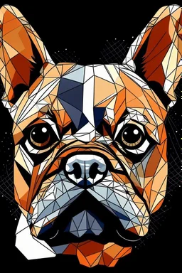 French bulldog face geometric cartoon waporwave