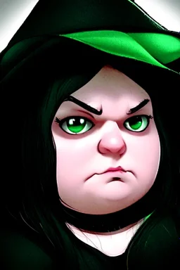 chubby cartoon gaming witch green eyes