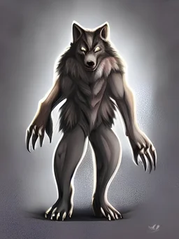 Black four-legged werewolf with red eyes OC characters realistic