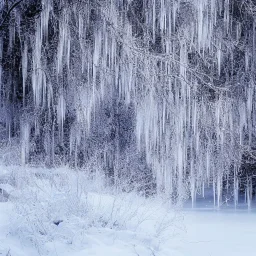 winter landscape, bells, glimmering, ice, crystals