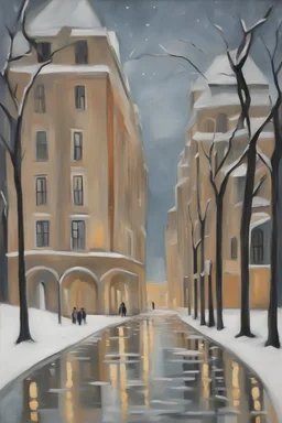 Alexandra "Sasha" Aleksejevna Luss oil paiting Pablo Picasso style Once upon a winter time Once upon a night time Stocholm city. Farther from the city center was an old park where the trees had bent under the heavy snow, forming beautiful white arches.