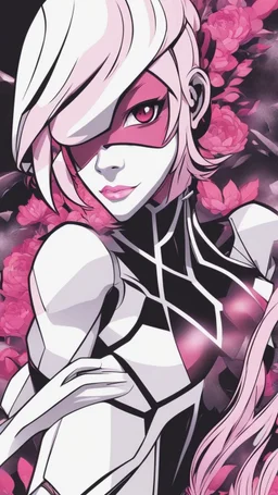 A close picture to Mix between gwenpool and symbiote, intricate details, highly detailedin in solo leveling shadow art style