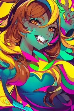 ((cute slimes)), ultra detailed illustration of a beautiful adult female elf, she is playing in a dungeon with ((slimes)), ((colorful slimes)), joy, art by MSchiffer, dark brown eyes, brunette, blushed, fangs, unzoom