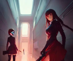 by wlop, ilya kuvshinov, krenz cushart, greg rutkowski, pixiv, sarah j. maas book cover style magician at the end of a corridor, smooth, sharp focus, d & d style, artstation, 4 k, hdr