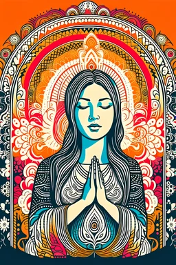 Spiritual awakening of a woman in graphic design