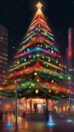 Arte lineal hermoso árbol de navidad coloreado, maximalista, calidad ultra, hiperdetallado, 12K