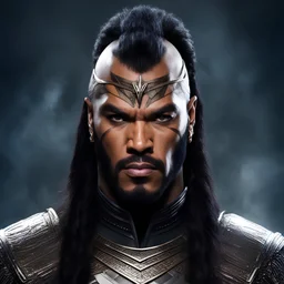 Generate an awe-inspiring image of a fearsome Klingon warrior, with their imposing cranial ridges, intense gaze, and intricate braided hairstyle, ready to conquer the galaxy.