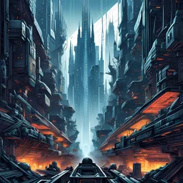 Perfect futuristic metropolis but is a frightening dystopia in its massive scale, by Killian Eng, by John Stephens, color digital illustration, palpable textures, maximalist, stunning depth of field, clean whitewashed vibrant city but sinister eerie intimidating, technological nightmares, high contrast, dark rich colors, smooth, supreme details, uber-maximalism, machine worship.