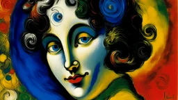 The portrait of a woman painted by Marc Chagall captures the essence of beauty and mystery. The vibrant colors and dreamlike quality of the artwork exude a sense of enchantment, leaving the viewer mesmerized by the woman's captivating gaze.