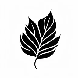 A simple black logo of a leaf, vectorized, white background
