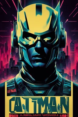 catman rebel retro futuristic cyberpunk poster