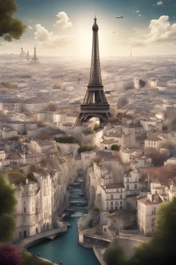 Paris and Lisbon mashup city in fantasy universe