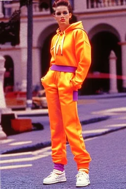 year 1990's women fashion. Straight light suit, low waist straight light suit Combat pants, t-shirt and new kind of hoodie with tippet that continues to the hood and hoodie contains integrated bags! recycled denim straight, lilac, plum, orange, terracotta, red, light yellow, lion yellow, pink, dark blue, beige. Pike fish, huge vulgarism, -print. wide belt. Partly latex or leather. Kylie Monologue, Tyre Banks. Bridget Jones, Missy Elliot,Jennifer Lopez.Karjalainen kuvio,Karjala pattern tradition