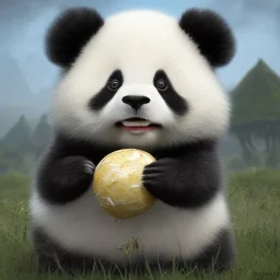 pixar art style of a mega cute and fluffy baby panda in natural environment, monotone color, full body, by mobeius, au naturel, hyper detailed, digital art, trending on artstation, cinematic lighting, studio quality, smooth render, unreal engine, octane render, art style by klimt and nixeu and ian sprigger and wlop and krenz cushart