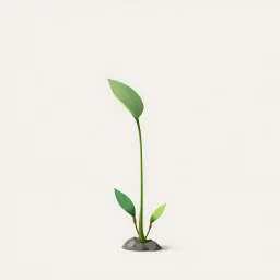 concept art of low poly stylized alien dry single leaf plant on a neutral background.