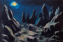 Rocks, night, 2000's sci-fi movies influence, edouard manet impressionism painting
