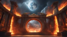 The two portals to Heaven and Hell. fantasy concept art, exquisite realism, a masterpiece, dynamic lighting, hyperdetailed, intricately detailed, deep color, Unreal Engine, volumetric lighting , Epic cinematic brilliant stunning intricate meticulously detailed dramatic atmospheric maximal,