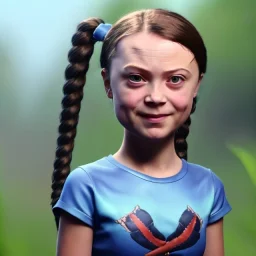  Greta Thunberg Wearing make up avatar in pandora toddler, full body, Pandora background