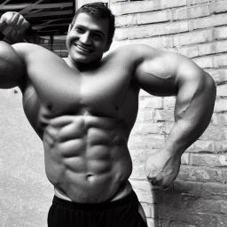 Male, steroid, bodybuilder, super heavy weight, massive, handsome, beautiful, front view, shredded, smile, poser face, handsome, v taper, over developed pecs