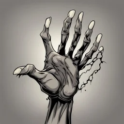 zombie hand claw, 4 fingers, attack, comic book style, grey background,