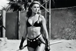 [photo by helmut newton in agent provocateur on the arena] Her complexion, after years spent training under the sun, bore the mark of a warrior who had weathered countless battles. Though her face spoke of hardship, there was also an air of grace and serenity that emanated from her every pore. Selene's physique was a testament to her dedication and discipline. Her muscular frame hinted at her physical prowess, yet her movements were fluid, as if she danced with the wind itself.