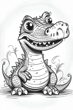 Outline art for cute crocodile ,color book, sketch style, white background,clean lines,no shadows and we'll uotlined, low details