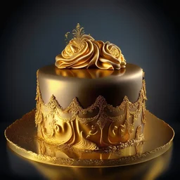 A picture of a cake with golden decoration