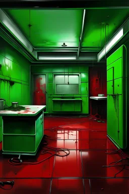 metal room green red pintura óleo