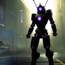 A portrait of a Robot, Japanese cyber samurai, art by Yoji Shinkawa, artist, cold ambient, rain, fog, latex, cables, purpurin, black, decorative color lights, neon style, a lot of led lights, fog, rain, vibrant color, highly detailed, art stations, concept art, smooth, unreal engine 5, god rays, ray tracing, RTX, lumen lighting, ultra detail, volumetric lighting, 3d, finely drawn, high definition, high resolution.