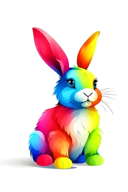 colored art for one cute rabbit , white background, full body, cartoon style, no shadows. -