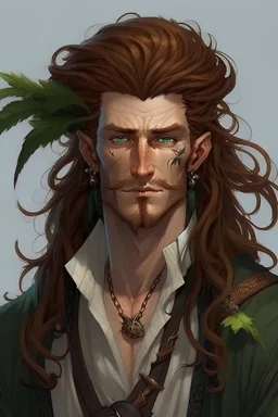 pirate nereid male with deep auburn and kelp hair