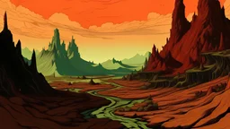 generate just a landscape from hell using 1920 cartoon scretch style