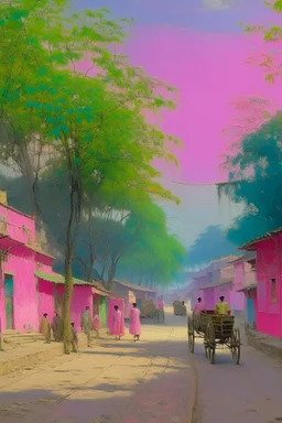 A pink sparkling Indian town painted by Claude Monet