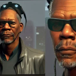 Morgan Freeman rusty cyberpunk character very detailed cinematic unreal engine photo realistic