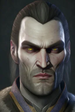 Portrait of Emhyr, from the Witcher 3 videogames, with dark eyes and no beard