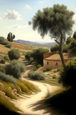 Spanish landscape painting, natural, realistic