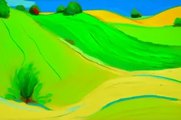 Lime green sandy dunes with an oasis painted by Alexej von Jawlensky