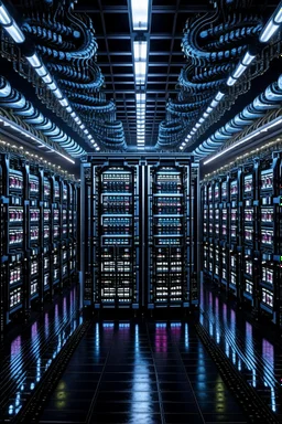 Hyper realistic image of an evil supercomputer like skynet