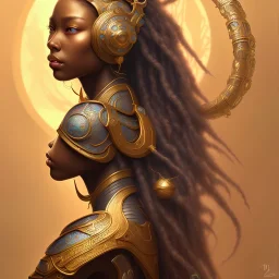 Sango fantasy, fantasy magic, intricate, sharp focus, illustration, highly detailed, digital painting, concept art, matte, art germ and Paul Lewin and Kehinde Wiley, masterpiece black lady head bronze tiger Asian African girl nice breast Hawaiian hair turquoise golden waves