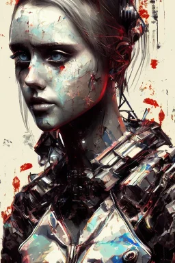 Danish singer MØ face,Abstract Yoji Shinkawa,cyberpunk,