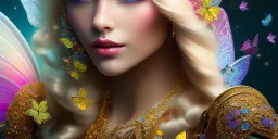 bright fairy, beautiful portrait, flowery landscape