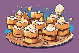 deep fried cheesecake bites, clean vector style, bold outline