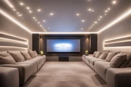 dedicated home cinema room with LED lighting in the walls make sure the room is completely symmetrical