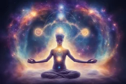 kundalini, connected to the universe, galaxy, soul holding universes in few hands