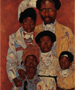 wealthy African American young family portrait by Egon Schiele